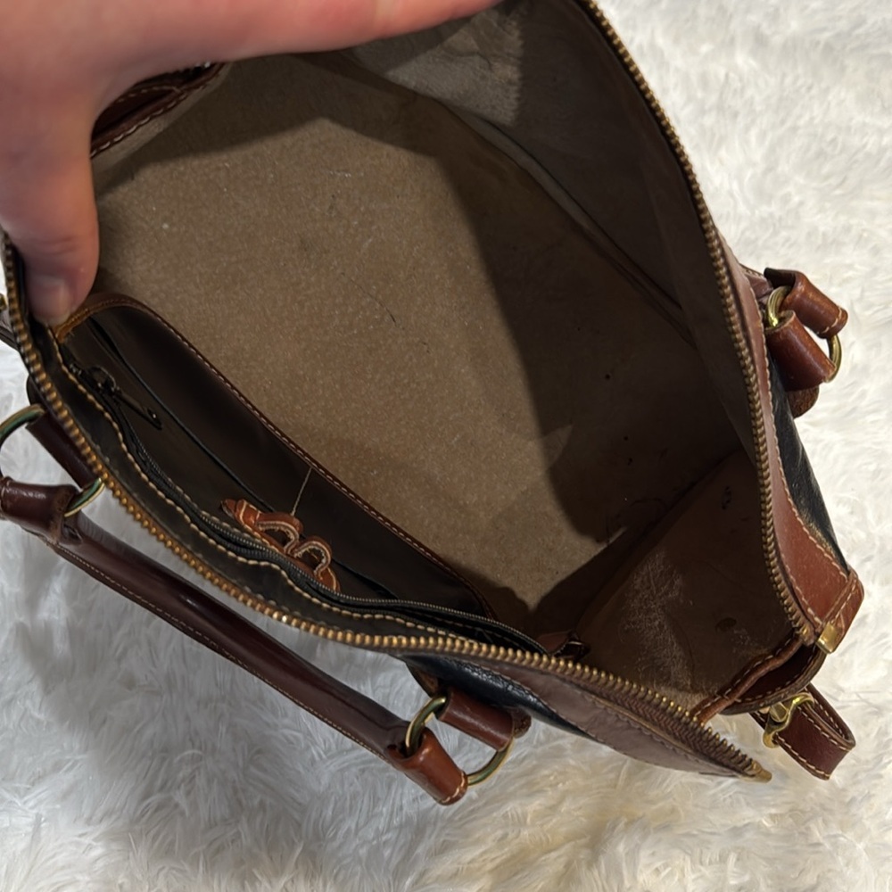 Brahmin Vintage Leather Satchel Crossbody Bag Black Brown Pre-Loved - Picture 10 of 16